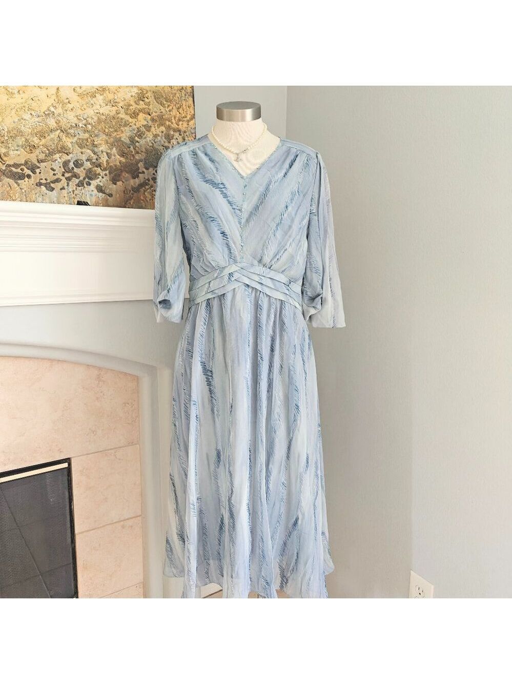 NWT Light blue silk-blend midi dress.